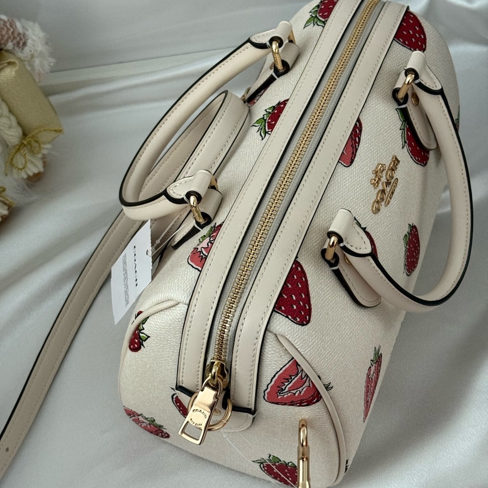Coach Rowan Satchel Bag With Strawberry Print CAL63 - Picture 6 of 11
